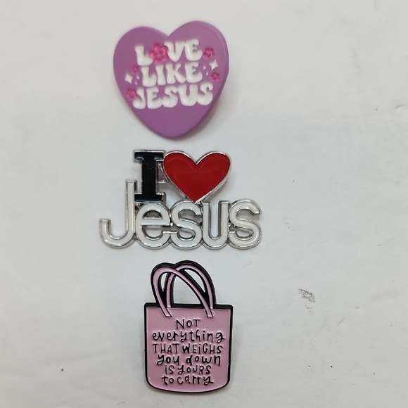 Higher Power Other - Christian Enamel Pin Set Love Like Jesus Pink Red Purple Heart Pins